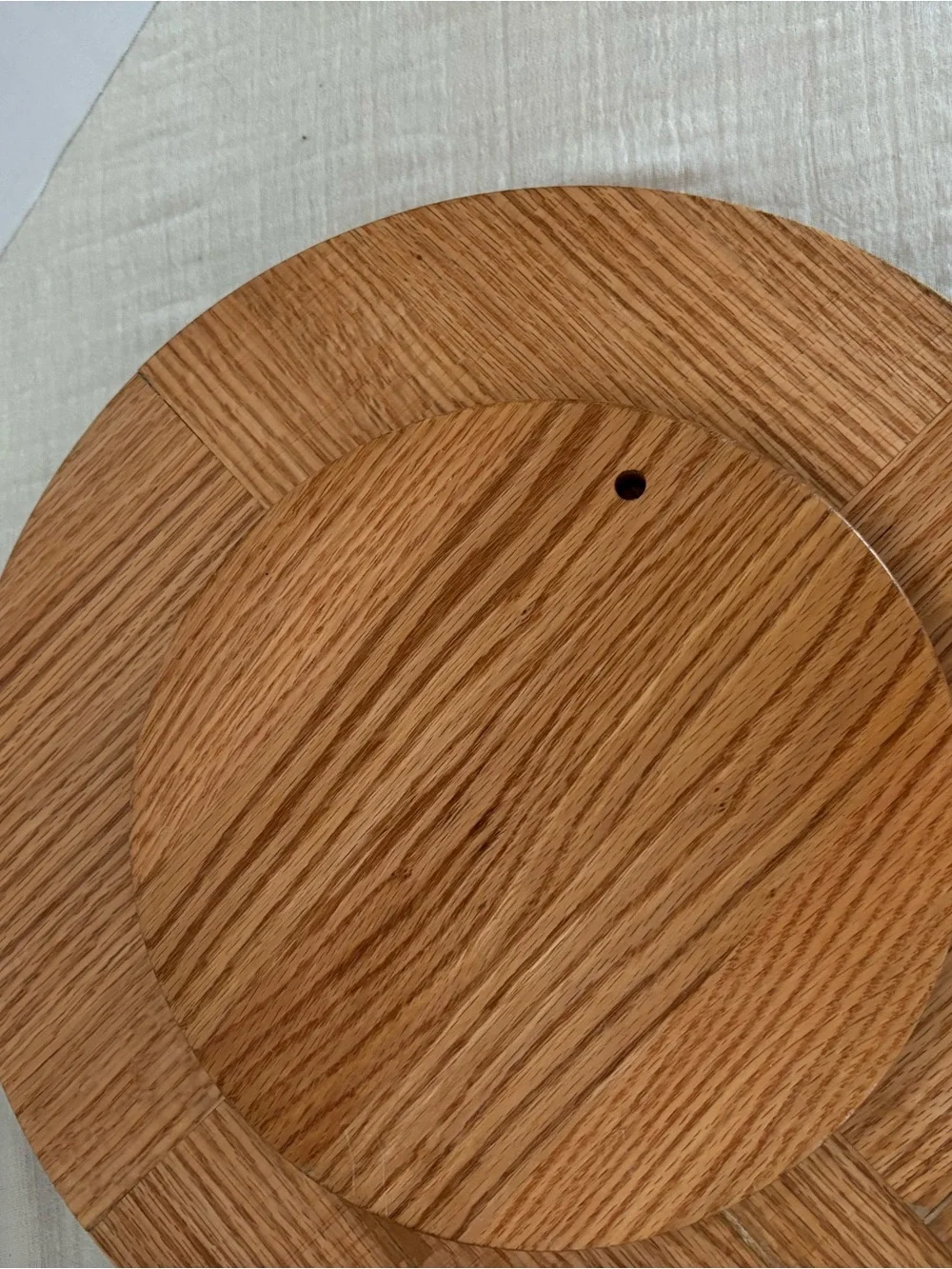 Wooden Rotating Round Serving Tray with Raised Rails - Natural Oak